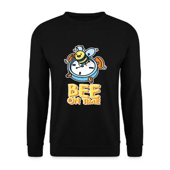 Clock Bee on Time Funny Graphic - Unisex Sweatshirt - black - Front - Alina (178cm) & Michal (187cm)
