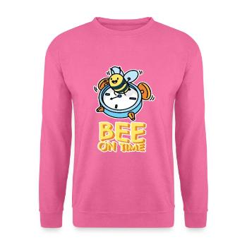 Clock Bee on Time Funny Graphic - Unisex Sweatshirt - pink - Front