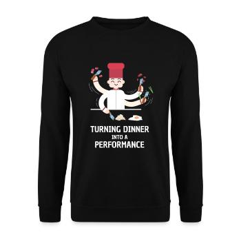 Hibachi Turing Dinner Into A Performance - Unisex Pullover - Schwarz - Vorne - Alina (178cm) & Michal (187cm)