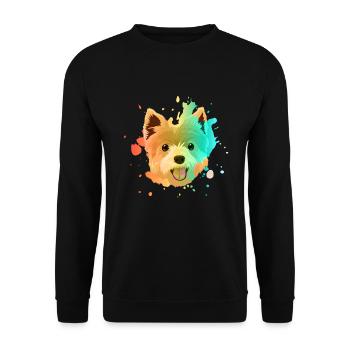 Yorkshire Terrier Farbenfroh - Unisex Pullover - Schwarz - Vorne - Alina (178cm) & Michal (187cm)