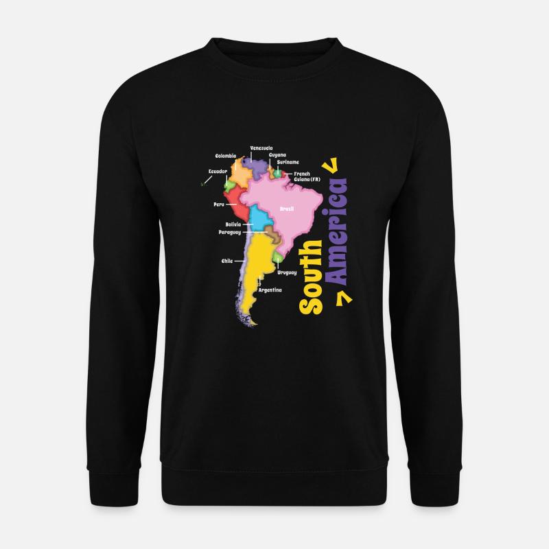 Farbenfrohe Karte Von Südamerika - Unisex Pullover - Schwarz