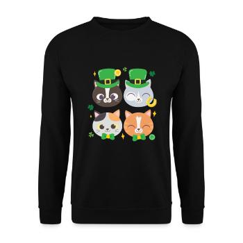 Chat Chaton Fête de la Saint-Patrick - Sweat-shirt Unisexe - noir - Devant - Alina (178cm) & Michal (187cm)