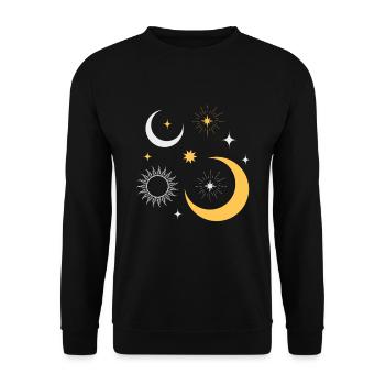 Sun and Moon Stars Universe - Unisex Sweatshirt - black - Front - Alina (178cm) & Michal (187cm)
