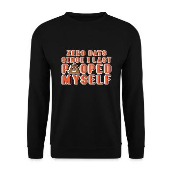 0 Days Since I Last Pooped Myself Pixel - Unisex Sweatshirt - black - Front - Alina (178cm) & Michal (187cm)