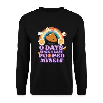 0 jours depuis que je n’ai pas fait caca - Sweat-shirt Unisexe - noir - Devant - Alina (178cm) & Michal (187cm)
