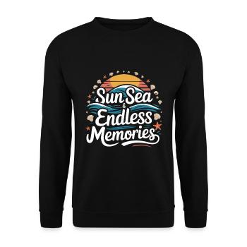 Beach Holidays | Sun Sea & Endless Memories - Unisex Sweatshirt - black - Front - Alina (178cm) & Michal (187cm)