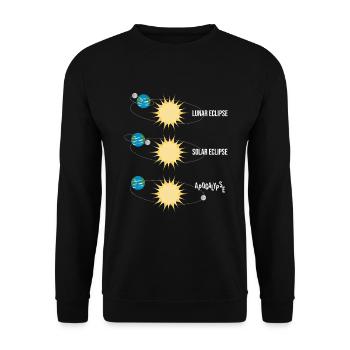 Lustige Mond und Sonnenfinsternis - Unisex Pullover - Schwarz - Vorne - Alina (178cm) & Michal (187cm)