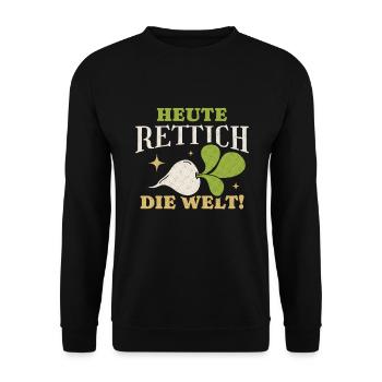 Aujourd’hui Radis Le Radis du Monde Dicton - Sweat-shirt Unisexe - noir - Devant - Alina (178cm) & Michal (187cm)