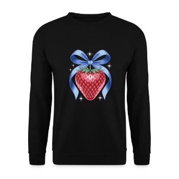 Strawberry with blue ribbon - Unisex Sweatshirt - black - Front - Alina (178cm) & Michal (187cm)