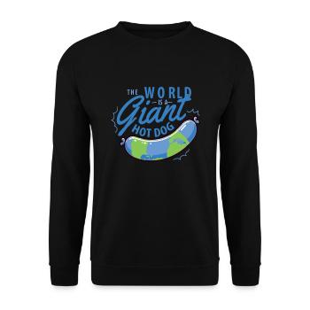Die Welt Ist Ein Riesiger Hotdog - Unisex Pullover - Schwarz - Vorne - Alina (178cm) & Michal (187cm)