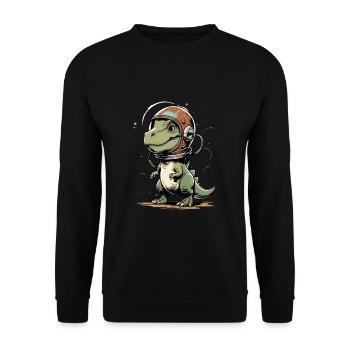 Mignon design de dinosaure T-Rex en astronaute dans le Ret - Sweat-shirt Unisexe - noir - Devant - Alina (178cm) & Michal (187cm)