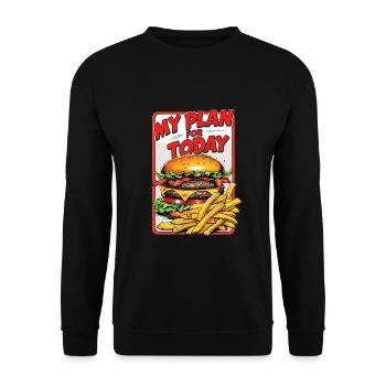 Lustiges Fast-Food Design My Plan for Today mit B - Unisex Pullover - Schwarz - Vorne - Alina (178cm) & Michal (187cm)