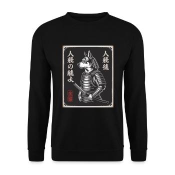 Chien Samouraï en Ukiyo-e japonais - Sweat-shirt Unisexe - noir - Devant - Alina (178cm) & Michal (187cm)