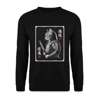Chat Samouraï en Ukiyo-e japonais - Sweat-shirt Unisexe - noir - Devant - Alina (178cm) & Michal (187cm)