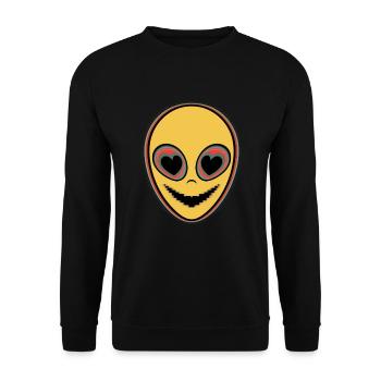 Psychedelic Alien Face Ravers - Unisex Sweatshirt - black - Front - Alina (178cm) & Michal (187cm)