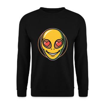 Psychedelic Alien Face Ravers - Unisex Sweatshirt - black - Front - Alina (178cm) & Michal (187cm)