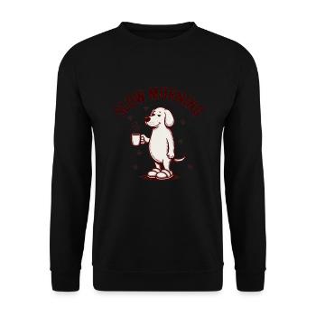 Slow Morning Coffee Hund - Unisex Pullover - Schwarz - Vorne - Alina (178cm) & Michal (187cm)