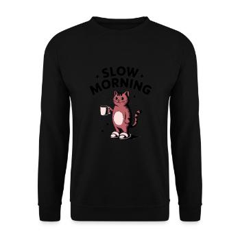 Slow Morning Coffee Cat - Unisex Sweatshirt - black - Front - Alina (178cm) & Michal (187cm)