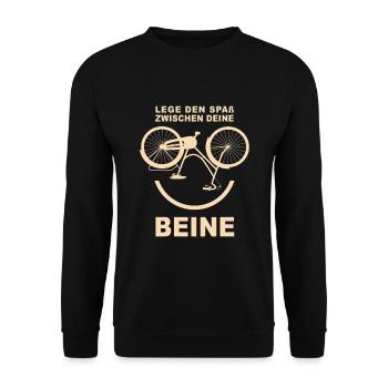Spaß zwischen den Beinen Radfahrer - Unisex Pullover - Schwarz - Vorne - Alina (178cm) & Michal (187cm)