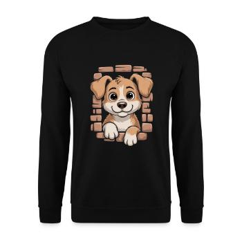 Cute dog with big eyes - Unisex Sweatshirt - black - Front - Alina (178cm) & Michal (187cm)