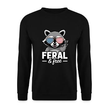 Raton laveur patriotique sauvage et libre - Sweat-shirt Unisexe - noir - Devant - Alina (178cm) & Michal (187cm)