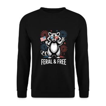 Raton laveur patriotique sauvage et libre - Sweat-shirt Unisexe - noir - Devant - Alina (178cm) & Michal (187cm)
