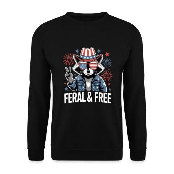 Raton laveur patriotique sauvage et libre - Sweat-shirt Unisexe - noir - Devant - Alina (178cm) & Michal (187cm)