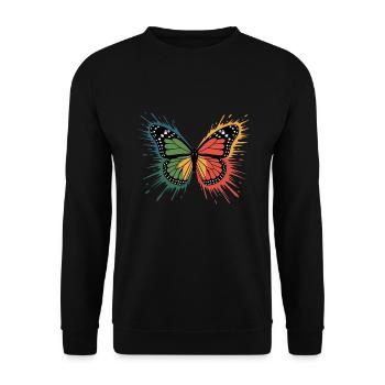 Colorful butterfly with color explosion - Unisex Sweatshirt - black - Front - Alina (178cm) & Michal (187cm)