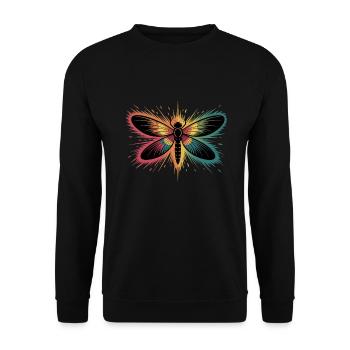 Colorful dragonfly with color explosion - Unisex Sweatshirt - black - Front - Alina (178cm) & Michal (187cm)