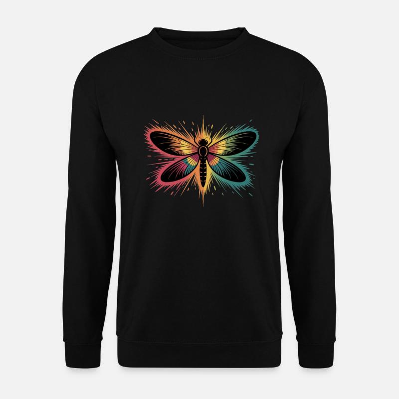 Bunter Libelle Mit Farbexplosion - Unisex Pullover - Schwarz