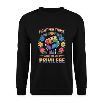 Battez-vous pour ceux qui n’ont pas votre privilège - Sweat-shirt Unisexe - noir - Devant - Alina (178cm) & Michal (187cm)