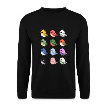 Papagei Kinder Vogel Haustier - Unisex Pullover - Schwarz - Vorne - Alina (178cm) & Michal (187cm)