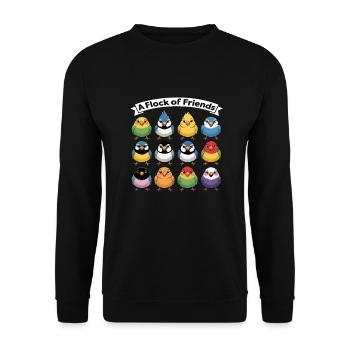 Une volée d’amis perroquet enfants oiseau - Sweat-shirt Unisexe - noir - Devant - Alina (178cm) & Michal (187cm)