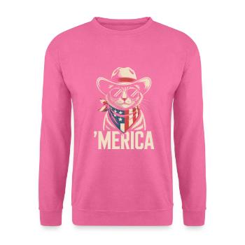 'Merica Katze Mit Sonnenbrille - Unisex Pullover - Pink - Vorne