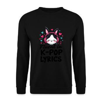 Fluent In K-Pop Cute Bunny Bunny - Unisex Sweatshirt - black - Front - Alina (178cm) & Michal (187cm)