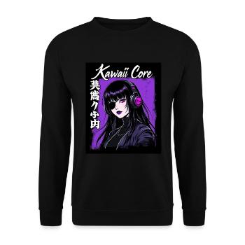 Cyberpunk Girl Kawaii Core - Unisex Sweatshirt - black - Front - Alina (178cm) & Michal (187cm)