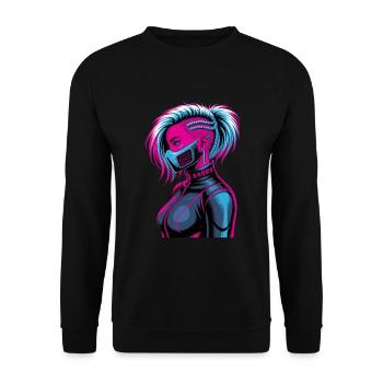 Cyberpunk Girl Future Cat Ears - Unisex Sweatshirt - black - Front - Alina (178cm) & Michal (187cm)