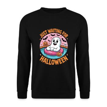 Just Waiting For Halloween Geist - Unisex Pullover - Schwarz - Vorne - Alina (178cm) & Michal (187cm)