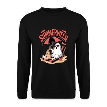 Summerween Halloween Geist - Unisex Pullover - Schwarz - Vorne - Alina (178cm) & Michal (187cm)