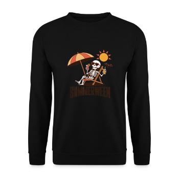 Summerween Halloween Skelett - Unisex Pullover - Schwarz - Vorne - Alina (178cm) & Michal (187cm)