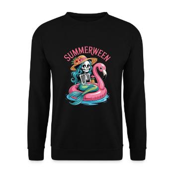 Summerween Halloween Meerjungfrau - Unisex Pullover - Schwarz - Vorne - Alina (178cm) & Michal (187cm)
