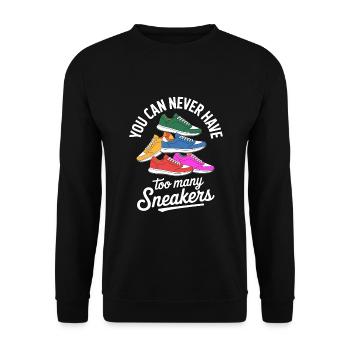 To Many Sneakers Sneaker Turnschuhe - Unisex Sweatshirt - black - Front - Alina (178cm) & Michal (187cm)