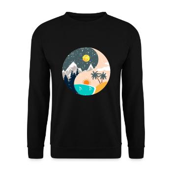 Ying & Yang - Sunset & Mountain Landscape - Unisex Sweatshirt - black - Front - Alina (178cm) & Michal (187cm)