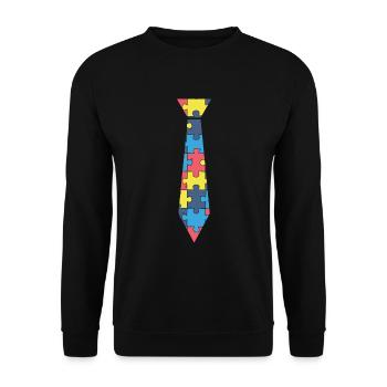 Une cravate puzzle. - Sweat-shirt Unisexe - noir - Devant - Alina (178cm) & Michal (187cm)
