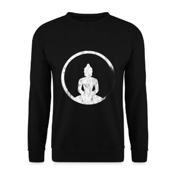 Buddha Kreis - Unisex Pullover - Schwarz - Vorne - Alina (178cm) & Michal (187cm)