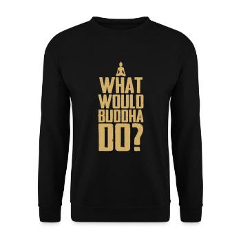 What would Buddha do? - Unisex Sweatshirt - black - Front - Alina (178cm) & Michal (187cm)