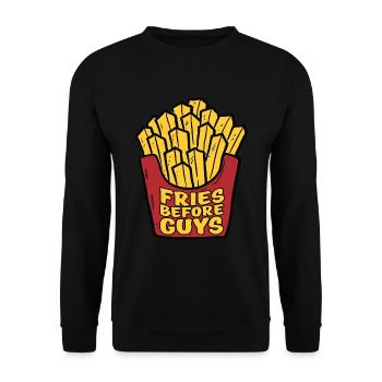 Fries in front of guys - Unisex Sweatshirt - black - Front - Alina (178cm) & Michal (187cm)