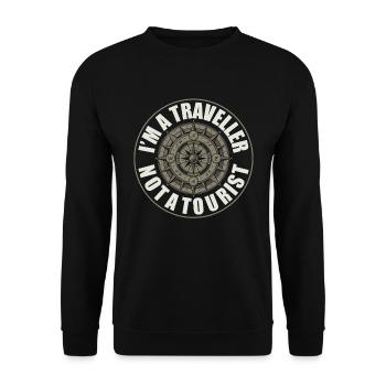 No tourist, traveler - Unisex Sweatshirt - black - Front - Alina (178cm) & Michal (187cm)