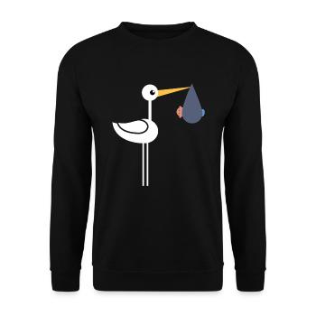 Cigogne avec bébé - Sweat-shirt Unisexe - noir - Devant - Alina (178cm) & Michal (187cm)