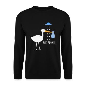 Baby shower stork - Unisex Sweatshirt - black - Front - Alina (178cm) & Michal (187cm)